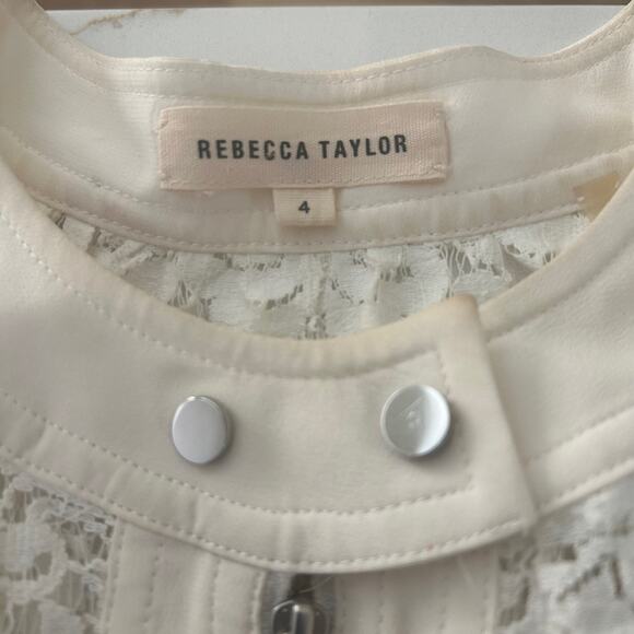 Rebecca Taylor Dress Lace Ivory SZ4 Font Exposed Zipper Romantic Sleeveless - Picture 5 of 7